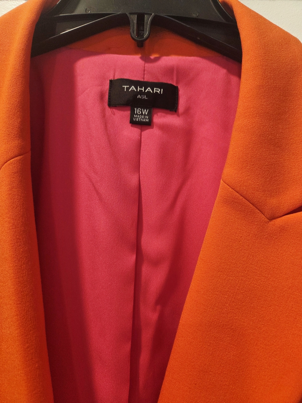 Tahari ASL Orange and Pink Colorblock Blazer - Picture 2 of 4